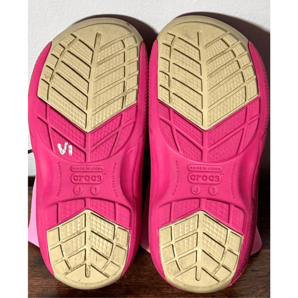 Crocs Kids Size 1 Youth Blitzen Convertible Clog And Bootie Faux Fur Lined Pink - Picture 9 of 11